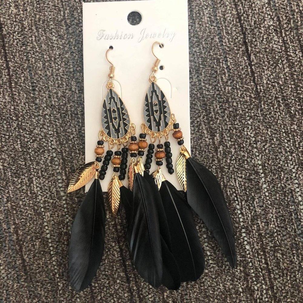 Black Feather Earrings